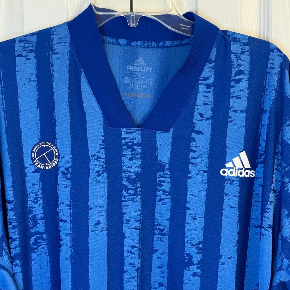 Adidas Freelift Training Shirt AEROREADY Striped Blue‎ Athletic 2XL